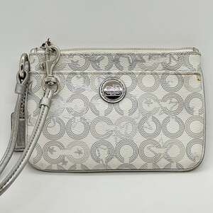 Coach Y2K “C” Logo Wristlet in White & Silver